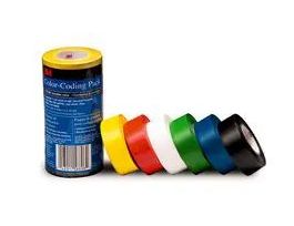 3M™ General Purpose Vinyl Tape 764, Color Coding Pack, 6 packs per case (6 rolls per pack)