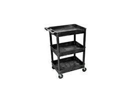 Tub Shelf Utility Cart with Three 2-3/4" Tub Shelves, Black