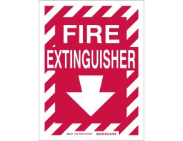 Fire Extinguisher Sign, 12" H x 9" W x 0.1" D, Red on White, Fiberglass