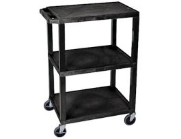 Multipurpose Utility Cart, Three Tuffy Flat Shelves, Black; 34" H