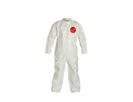 Tychem® 4000 Coverall, Collar, Open Wrists and Ankles, Storm Flap, Bound Seams, 12/CS, White