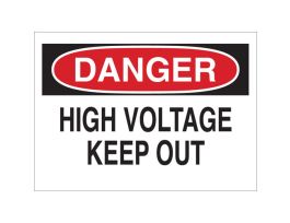 DANGER High Voltage Keep Out Sign, 2.25" H x 4.5" W x 0.006" D, Polyester