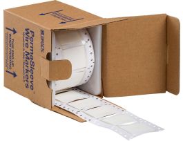 PermaSleeve Heat Shrink Wire and Cable Labels 1" Dia for 3" Core Printers - 2" White Double-Sided