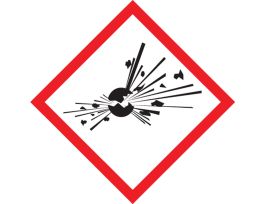 GHS Pictogram Labels, Exploding Bomb Pictogram, 2" x 2", Adhesive Poly Vinyl, Roll