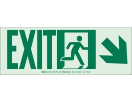 Exit Sign, 5" H x 14" W x 0.0096" D, Diagonal Down/Right