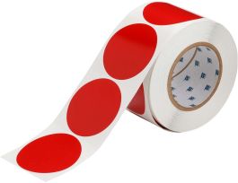 Aisle Marking Tape Dots - Adhesive Vinyl, Solid Color, Red, 3"