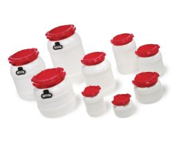 DRUM WHITE HDPE 3.6L W/RED LID