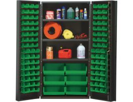 CABINET W/102 GREEN BINS STL 36X24X72IN