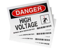 DANGER High Voltage (5/Package) Sign, 3.5" H x 5" W x 0.006" D, Polyester
