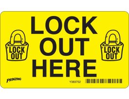 B946 Lockout Here Label, 3" H x 5" W x 0.004" D, Vinyl