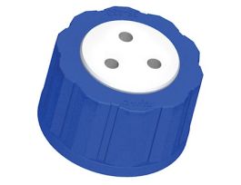 Solvent Bottle Cap, GL38/38-430 (glass), 3 Luer ports without valve; 1/ea
