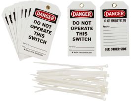 Tags DO NOT OPERATE THIS SWITCH SIGNED BY DATE Polyester 5.75x3  BK/RD/WH 25/PK