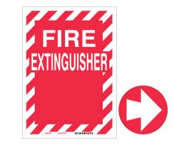 Fire Extinguisher Sign, 12" H x 9" W x 0.1" D, White on Red, Fiberglass