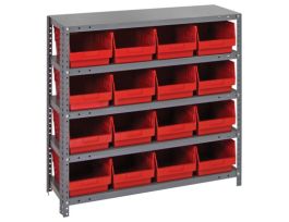 12IN X 36IN X 39IN 16 RED BINS 6IN BINS