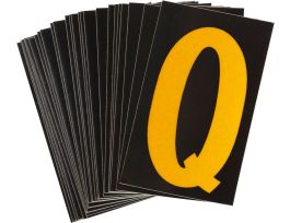 BradyLite 1 in Reflective Numbers Yellow on Black, Q 25/PK