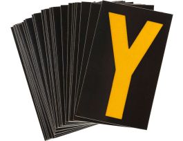 BradyLite 2.5 in Reflective Numbers Yellow on Black, Y 25/PK