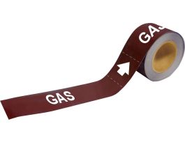 GAS Pipe Marker, 1" H x 8" W, Roll of 25 Each, Fits Pipes 1.5" Dia. Thru 2" Dia.