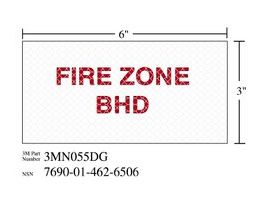 3M™ Diamond Grade™ Damage Control Sign 3MN055DG, "FIR ZON BHD", 6 in x 3 in, 10/Package