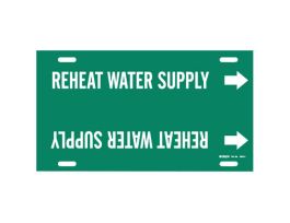 Snap-On Pipe Marker: REHEAT WATER SUPPLY, Pipe Marker Style H