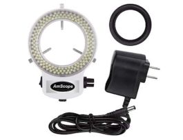 144 LED Intensity-Adjustable Ring Light for Stereo Microscopes with White Housing