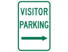 Visitor Parking Sign, 18" H x 12" W x 0.035" D, Aluminum, Arrow Direction Right