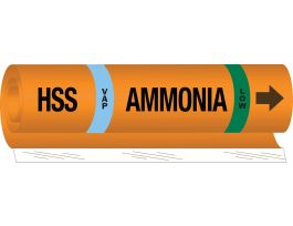 HSS VAP AMMONIA LOW Pipe Marker, 9" H x 8" W, Fits Pipes 1.5" Dia. Thru 2.375" Dia.