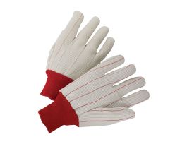 West Chester Cotton Corded Double Palm Glove, Red Knit Wrist , LG