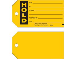 Universal Inspection Tag HOLD Paper 3 x 5.75 Black on Yellow 100/PK