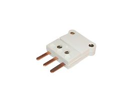 RTD Connector, White 3-Blade ANSI, Male, 1/Ea