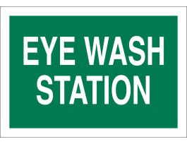Eye Wash Station Sign, 7" H x 10" W x 0.006" D, Polyester, White on Green