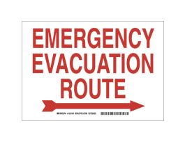 Emergency Evacuation Route Sign, 7" H x 10" W x 0.006" D, Arrow Direction: Right