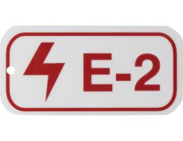 Electrical Energy Source Tags E 2 Polystyrene 1.5x3 Red on White 25/PK