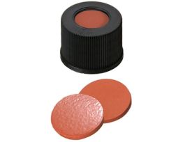 Screw Cap, Polypropylene, Black, 10 mm, Rubber/PTFE Septa; 1000/pk