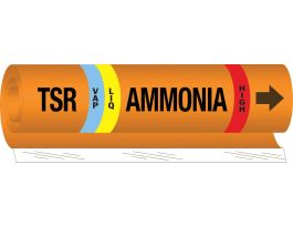 TSR LIQVAP AMMONIA HIGH Pipe Marker, 9" H x 8" W, Fits Pipes 1.5" Dia. Thru 2.375" Dia.