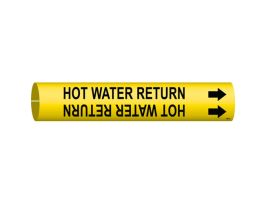 Hot Water Return Pipe Marker, 0.875" H x 0.875" W, Fits Pipes 1.5" Dia. Thru 2.375" Dia.