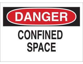 DANGER Confined Space Sign, 7" H x 10" W x 0.035" D, Aluminum