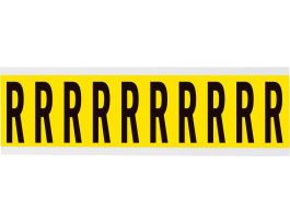 Repositionable Vinyl 2 in Black on Yellow, Letters R Card of 10 Labels
