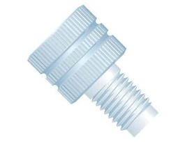 Threaded Adapter, PCTFE, 0.040" ID, 5/16-24 Flat Bottom (F) to M6 Flat Bottom (M)