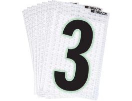 Glow in the Dark 2 in Black, Green Glow on Silver Number 3 10/PK