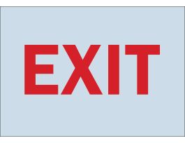 Exit Sign, 7" H x 10" W x 0.007" D, Red on White