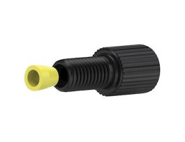 Flangeless Fitting, Standard Knurl, Black Acetal, 1/8" OD Tubing, 1/4-28 Flat-Bottom; 10/PK