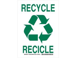 Bilingual Recycle Sign, 10" H x 7" W x 0.006" D, Polyester