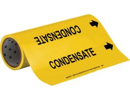 Roll Form Pipe Marker: CONDENSATE, 30' H x 12" W, Roll of 30', Fits Pipes, 2.5" Dia. Thru 6" Dia.