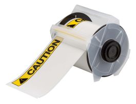 GlobalMark ToughWash Labels 4 in H x 6 in W Black, Yellow on White 100/RL