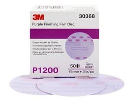 3M™ Hookit™ Purple Finishing Film Abrasive Disc 260L, 30368, 3 in, P1200, 50 discs per carton, 4 cartons per case
