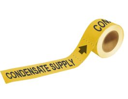 Self-Adhesive Pipe Marker: CONDENSATE SUPPLY, 2" H x 12" W, Roll of 25 Each, Fits Pipes 2.5" Dia. Thru 6" Dia.