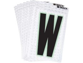 Glow in the Dark 2 in Black, Green Glow on Silver Letter W 10/PK
