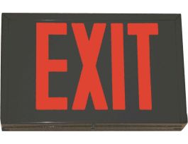 Exit Sign, 7.5" H x 12.25" W x 2.5" D, Red on Black