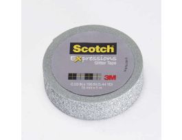 Scotch® Expressions Glitter Tape C514-SIL, .59 in x 196 in (15 mm x 5 m) Silver Glitter