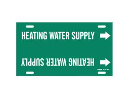 Snap-On Pipe Marker: Heating Water SUPPLY, 10" H x 32" W, Fits Pipes 10" Dia. Thru 15" Dia.